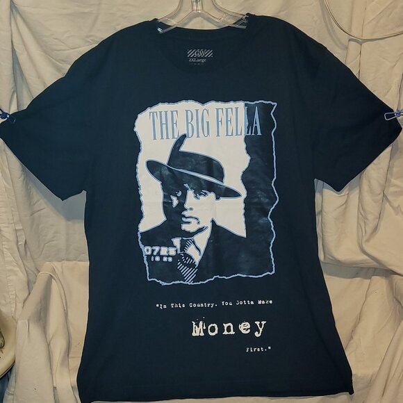 GIORGIO WEST- THE BIG FELLA T-Shirt Men's Size 2X Black & Blue Graphic Tee - Picture 1 of 7